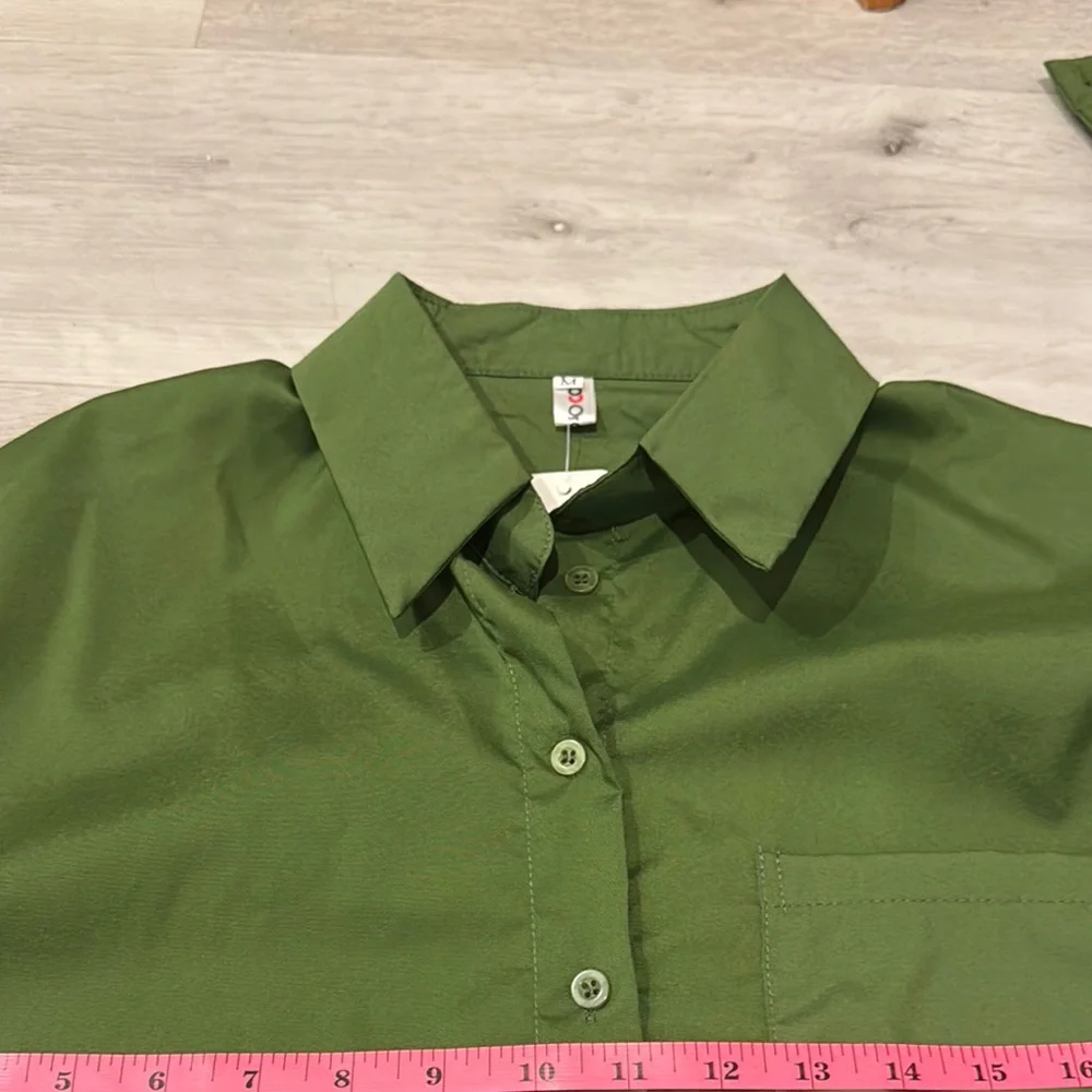 Order Plus NWT Green Button-Up Shirt with long sleeves. - Picture 7 of 9